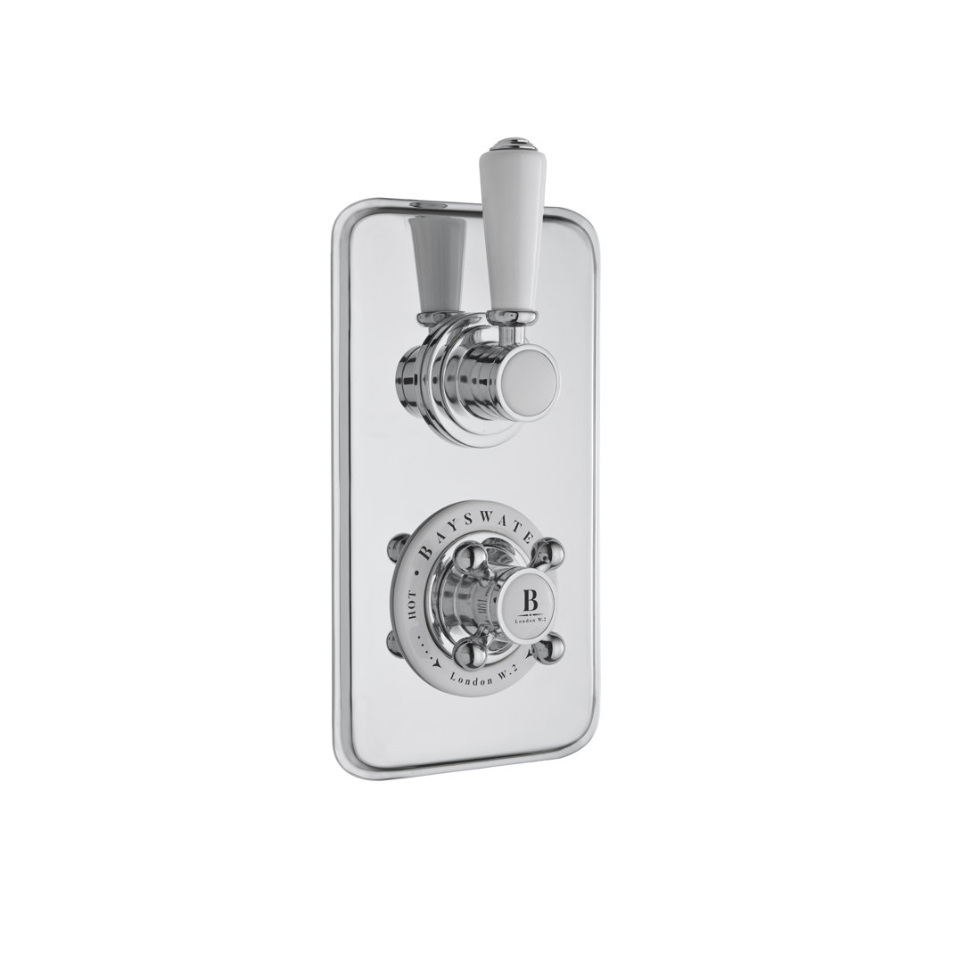 Nuie Double Concealed Thermostatic Shower Valve Chrome 230cm H X 12cm W X 135cm D
